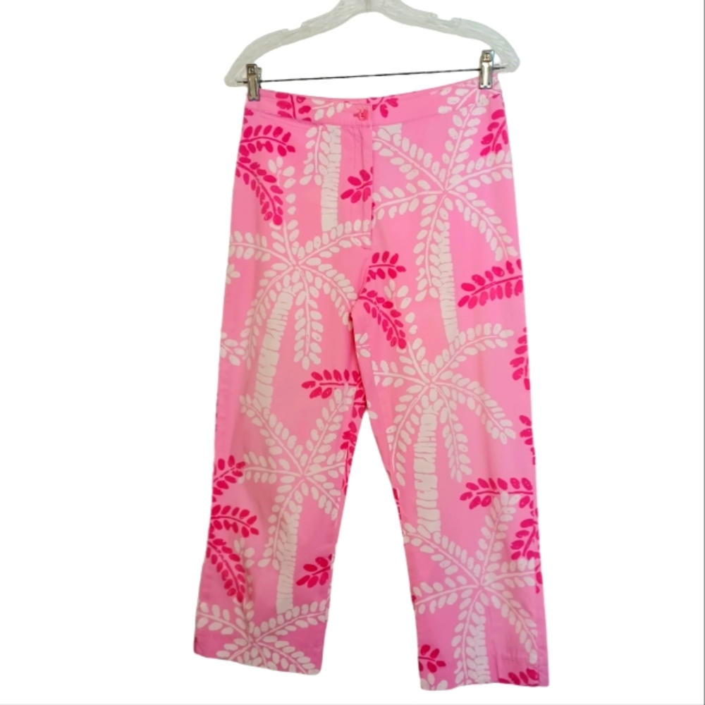 VTG Lilly Pulitzer Cropped Pink Print Pants Women's Size 8 Runs Small Vintage